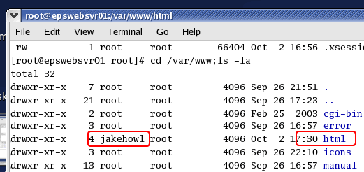 Apache HTML direcotry ownership