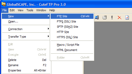 New FTP site in Cute FTP